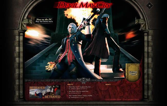 Devil May Cry 4 video game website design example