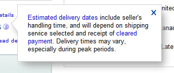 eBay web tooltip design example