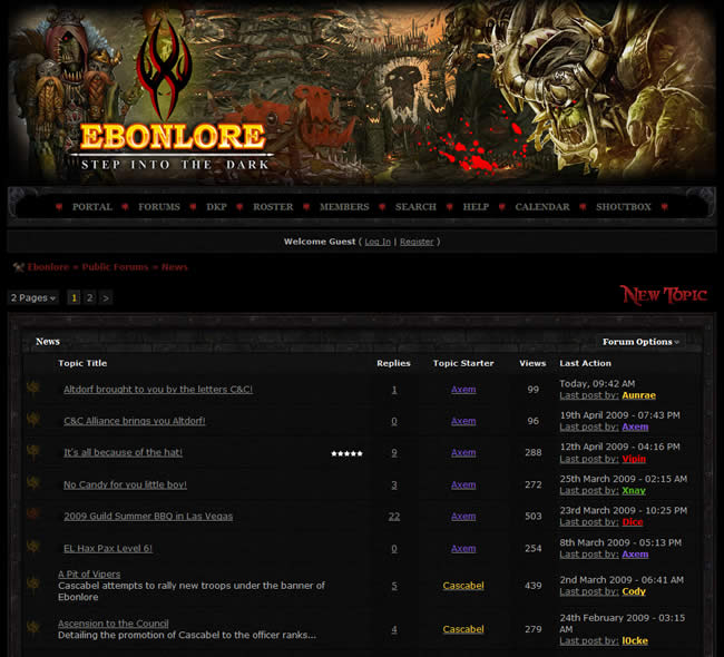 Ebonlore forum design example