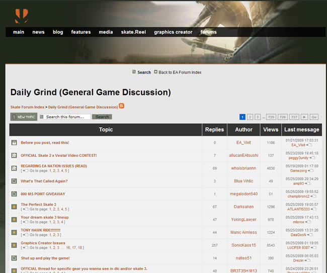 Electronic Arts forum design example