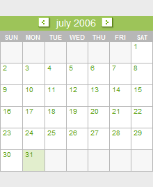 Evite calendar design example