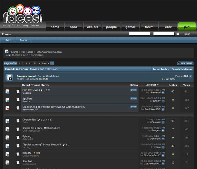 Faces.com forum design example