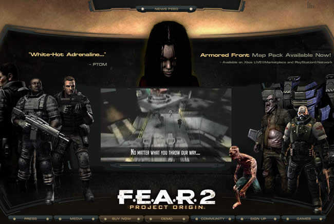 F.E.A.R. 2: Project Origin video game website design example