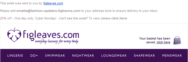 Figleaves email header design example