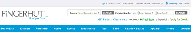 Fingerhut website header design example