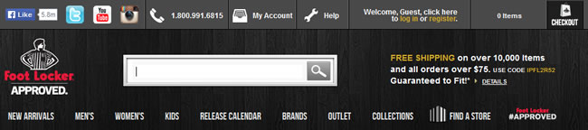 Foot Locker website header design example