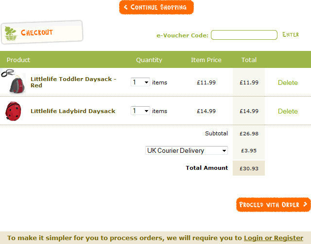 Fox Cubs shopping cart design example