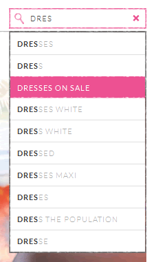 Free People search auto-complete design example