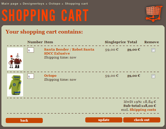 General Robots shopping cart design example