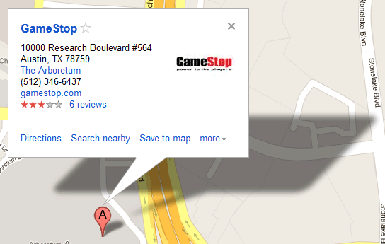 Google Maps web tooltip design example