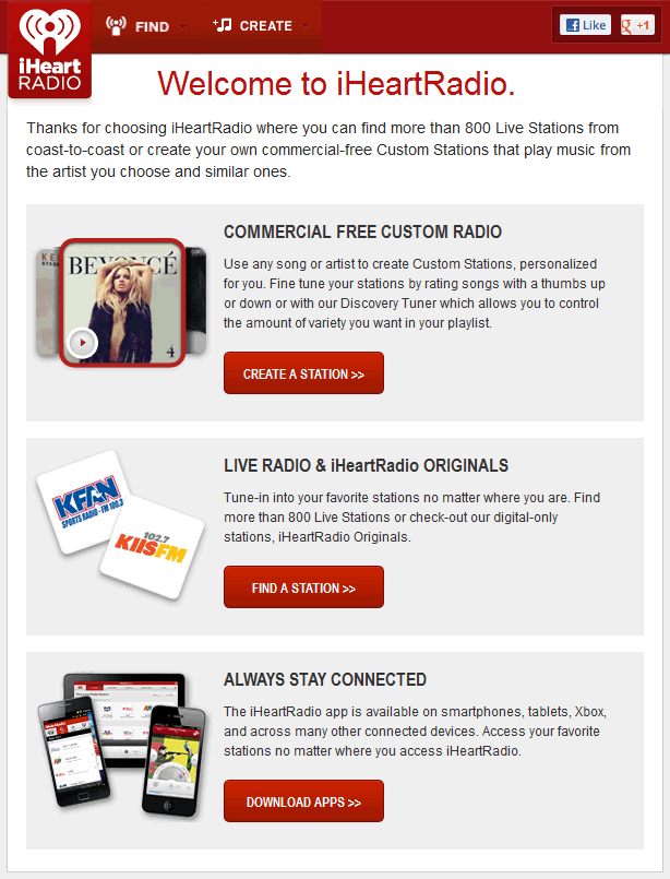 iHeartRADIO welcome email design example