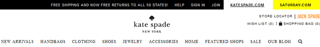 Kate Spade website header design example