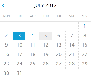 KillerStartups.com calendar and date picker design example