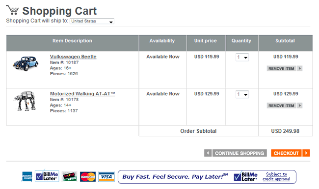 Lego shopping cart design example