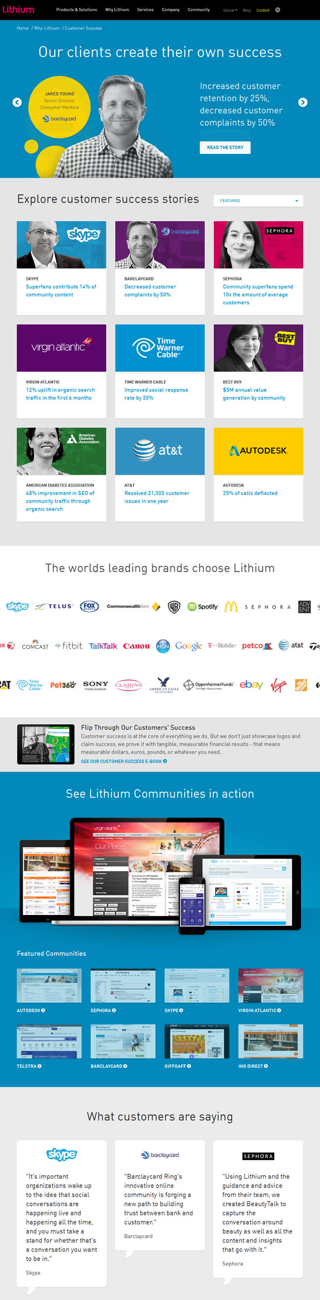 Lithium customers page design example