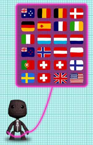 Little Big Planet website country selector design example