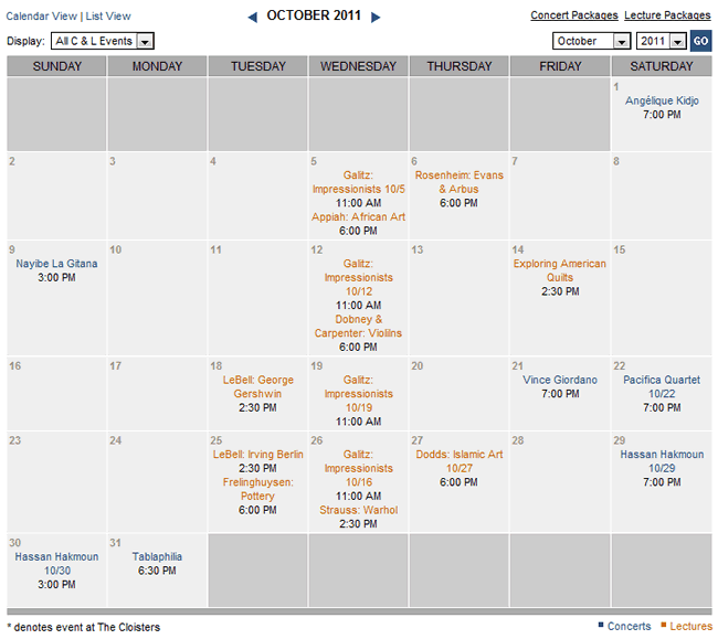 The Metropolitan Museum of Art calendar and date picker design example