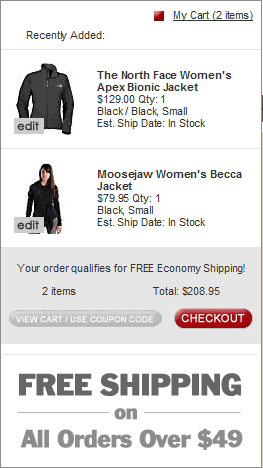 Moosejaw mini shopping cart design example