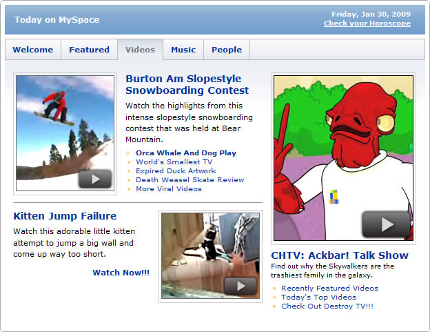 MySpace tabbed box design example