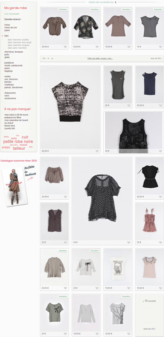 NAF NAF ecommerce gallery page design example