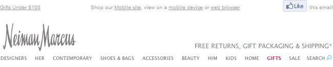 Neiman Marcus email header design example