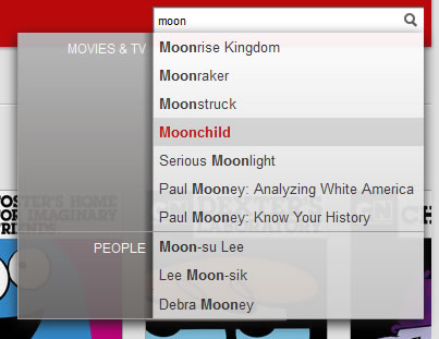 Netflix search auto-complete design example