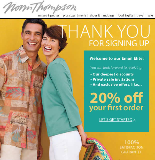 Norm Thompson welcome email design example