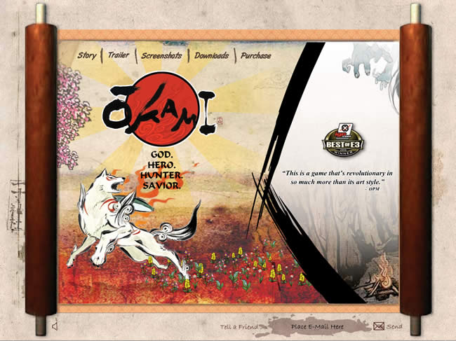 Okami video game website design example