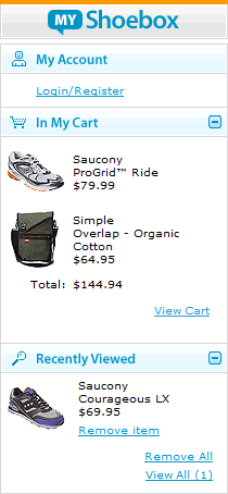 Onlineshoes.com mini shopping cart design example