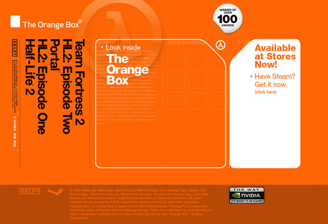 Orange Box video game website design example