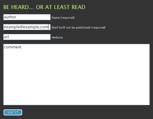 Ordered List comment form design example