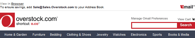 Overstock email header design example