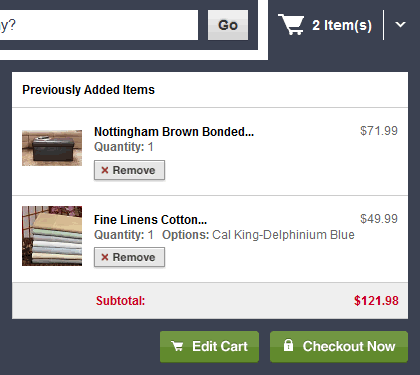 Overstock.com mini shopping cart design example