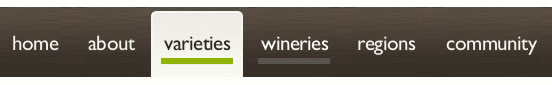 Project Vino website navigation design example