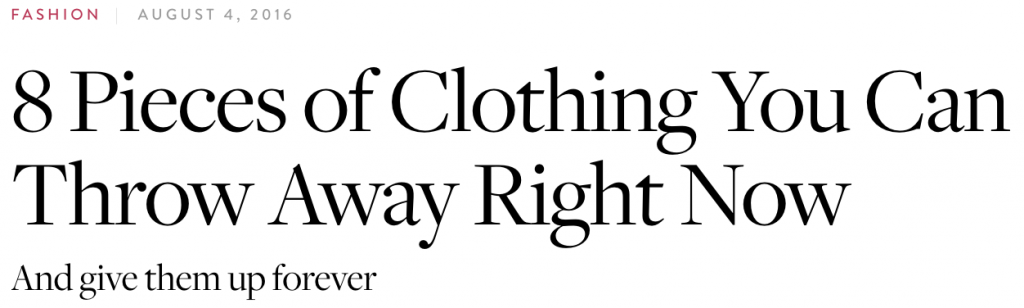 Pure Wow headline typography example