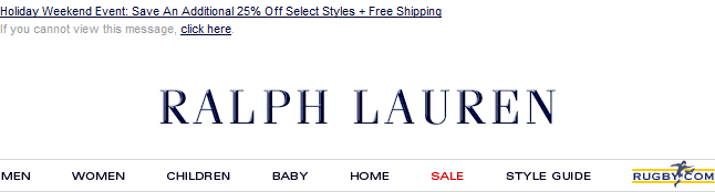 Ralph Lauren email header design example