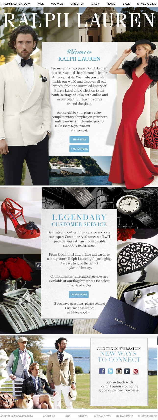 Ralph Lauren welcome email design example