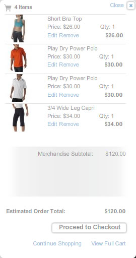 Reebok mini shopping cart design example