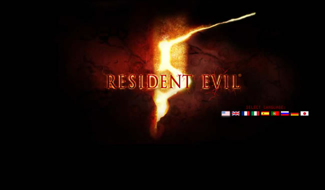 Resident Evil 5 website country selector design example