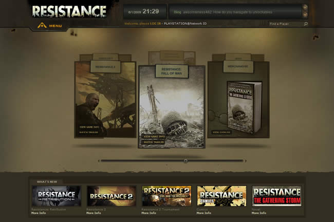 Resistance: Fall of Man video game website design example