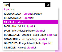 Sephora search auto-complete design example