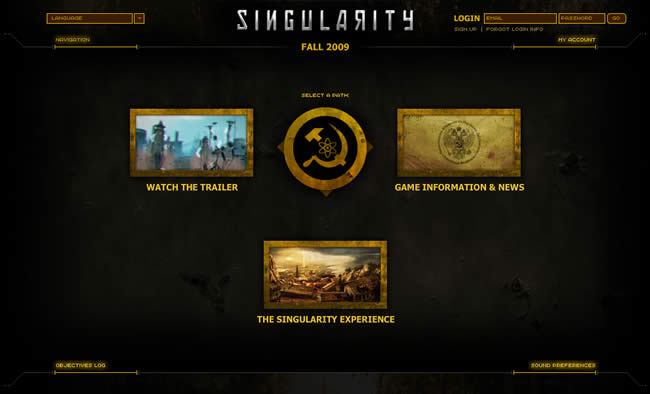 Singularity video game website design example