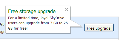 Microsoft SkyDrive web tooltip design example