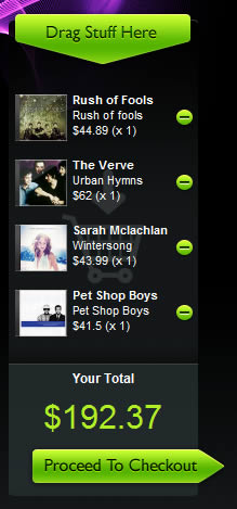 Nerve Music Store mini shopping cart design example