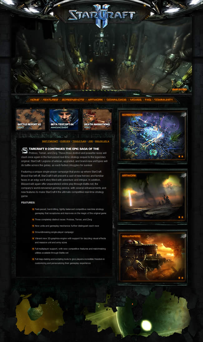 StarCraft 2 video game website design example