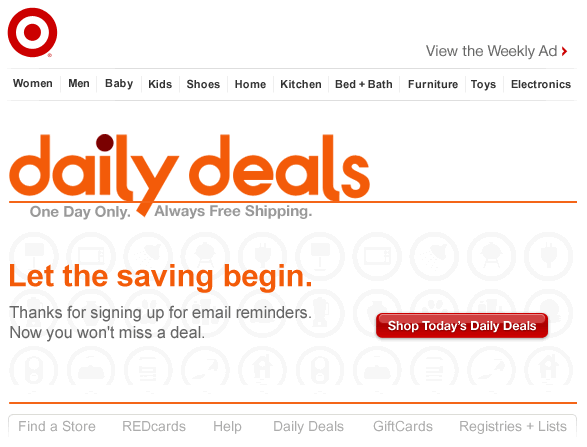 Target welcome email design example