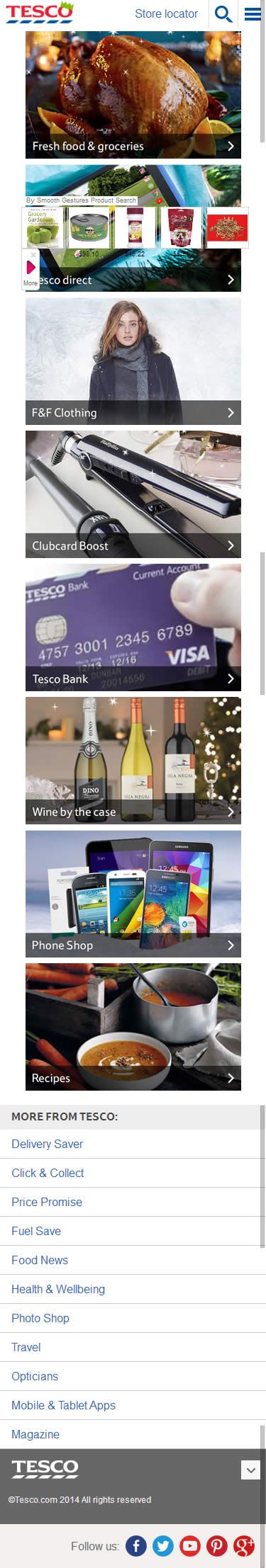 Tesco ecommerce mobile home page design example