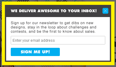 Threadless email signup form design example