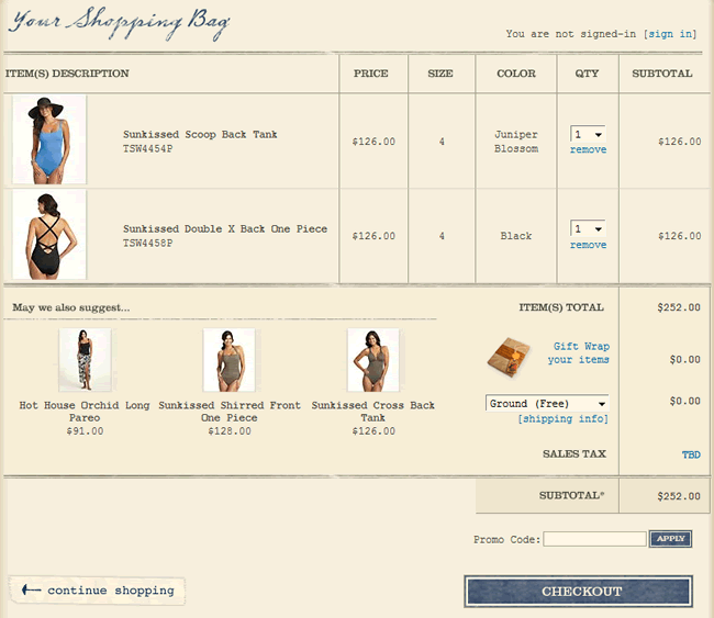 Tommy Bahama shopping cart design example