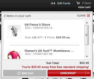 Under Armour mini shopping cart design example